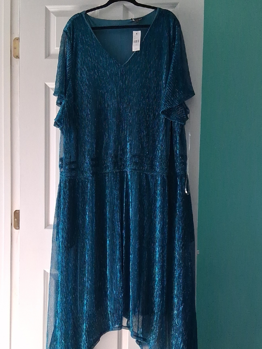 Lane Bryant Teal Dress with Flutter Sleeves